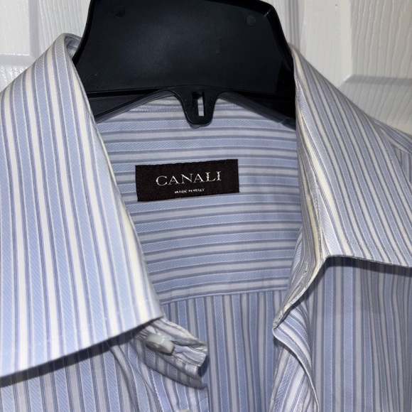 Canali Dress Shirt Mens 16 41 Blue Striped Long Sleeve Button Up Blue​ - Picture 3 of 14